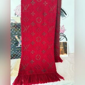 Louis Vuitton Red Logomania Wool Scarf